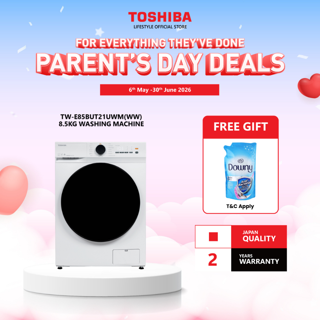 Toshiba TW-E85BUT21UWM(WW) 8.5kg Front Load Washing Machine / Mesin Basuh / 洗衣机 / AI Smart / Inverter