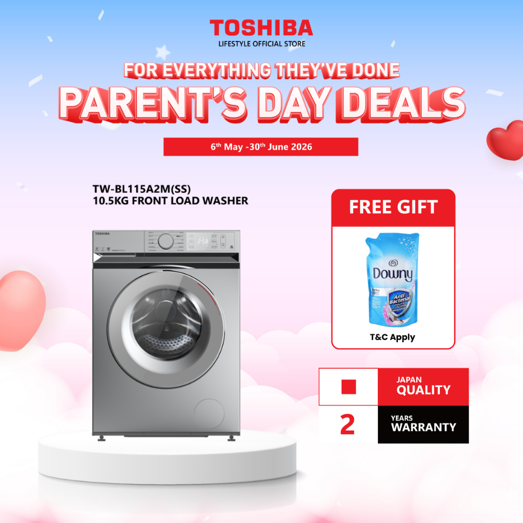 Toshiba TW-BL115A2M(SS) 10.5KG Origin Inverter Front Load Washing Machine / Washer / Mesin Basuh/ 洗衣机