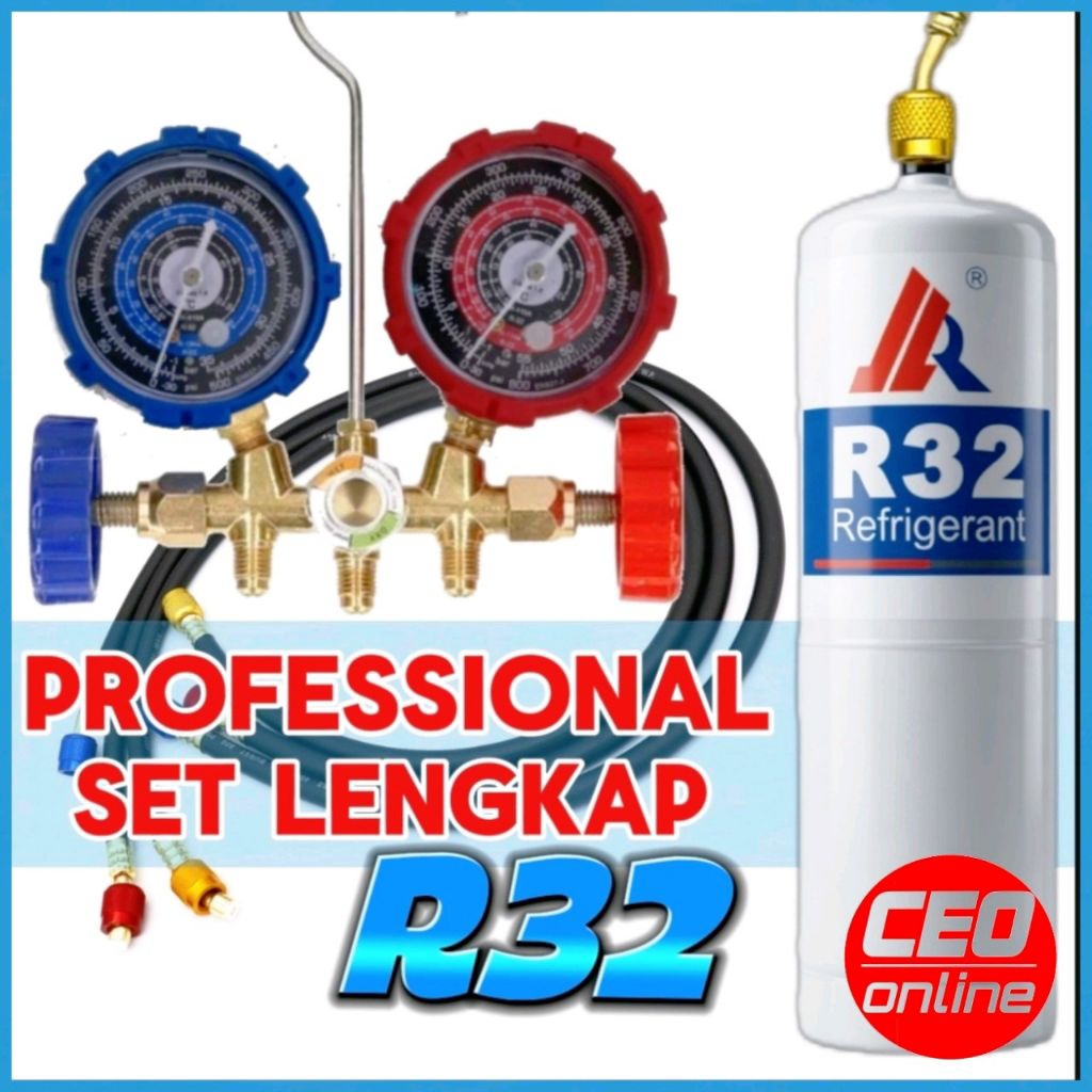 CEO 🇲🇾 [Set Lengkap DIY] R32 Refrigerant Gas Cylinder + Double Manifold ...