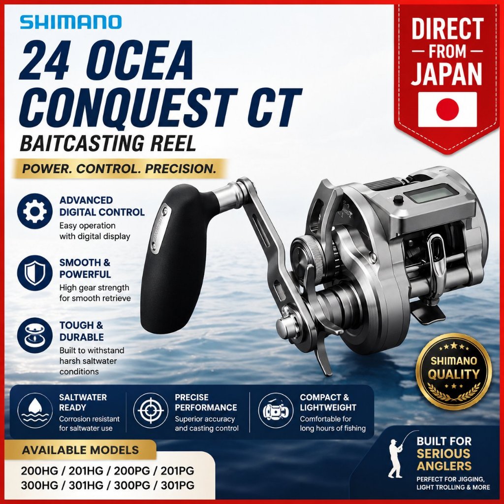 SHIMANO 24 OCEA CONQUEST CT Dual-Axis Fishing Reel | Shopee Malaysia