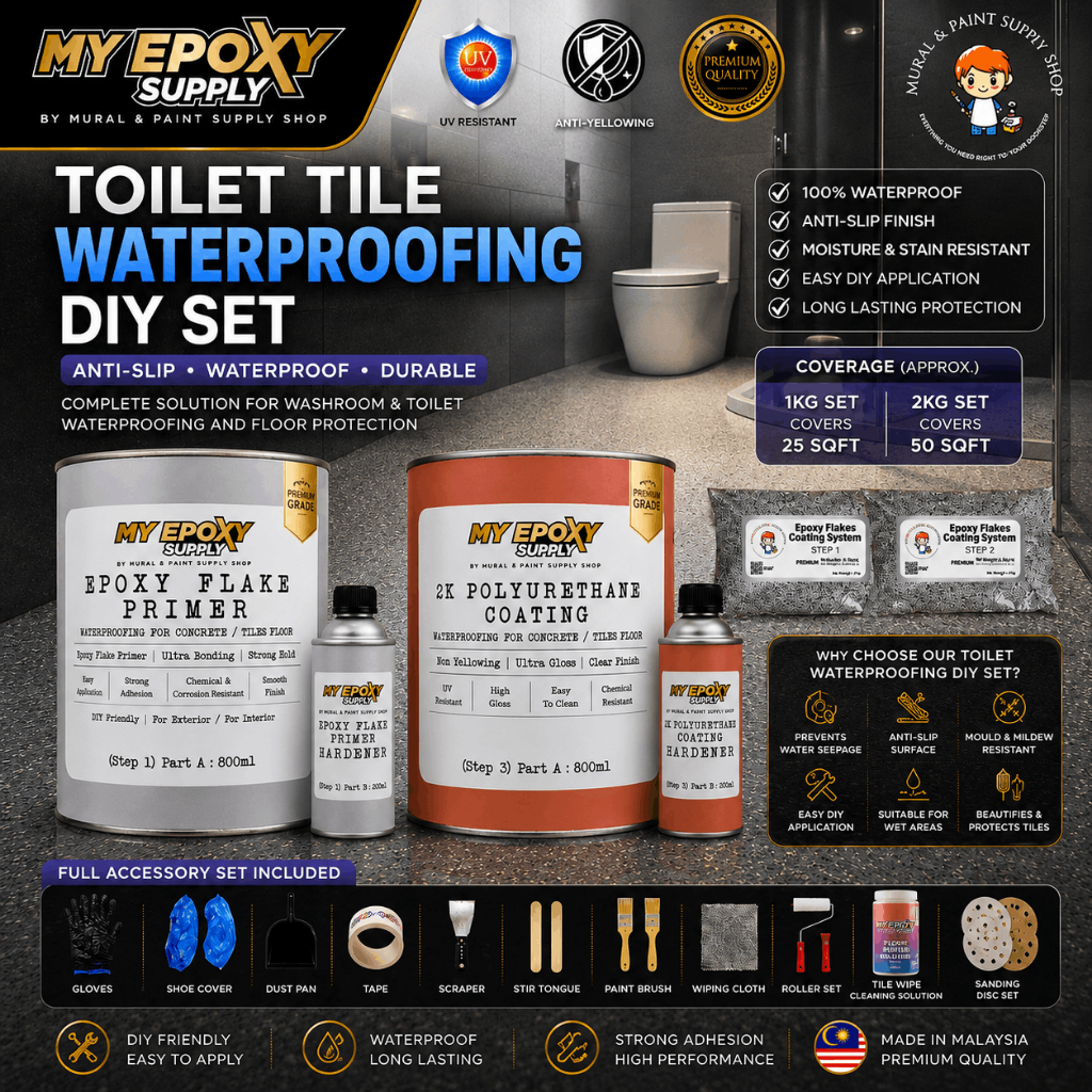 Premium Epoxy Flake Coating Set for Toilet Tile Waterproofing ...
