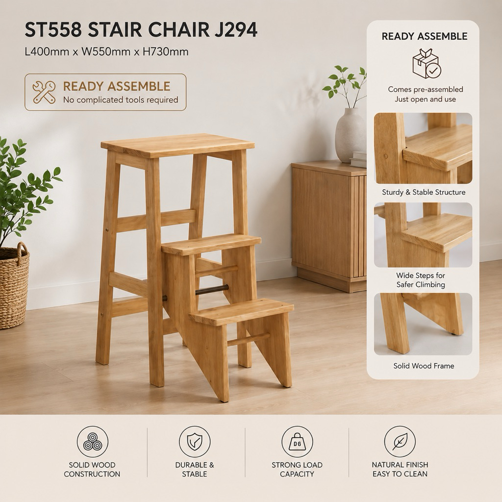 Solid wood Step Stool /Step chair/Ladder Chair | Shopee Malaysia