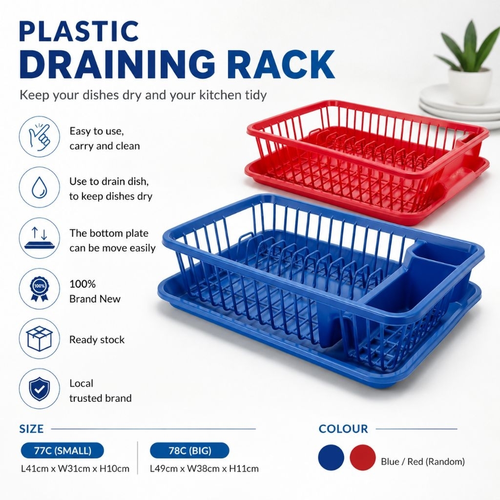 Plastic Draining Rack/ Dish Rack/ Rak Pinggan Plastik / 1tier Dish ...