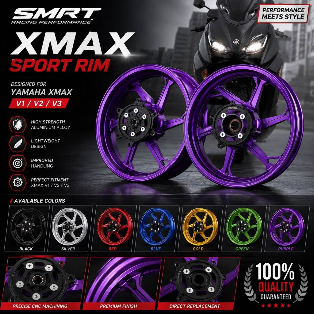 100% ORIGINAL SMRT XMAX NVX ZONTES 5 BATANG FORGED ALLOY RIM SPORT RIM ...
