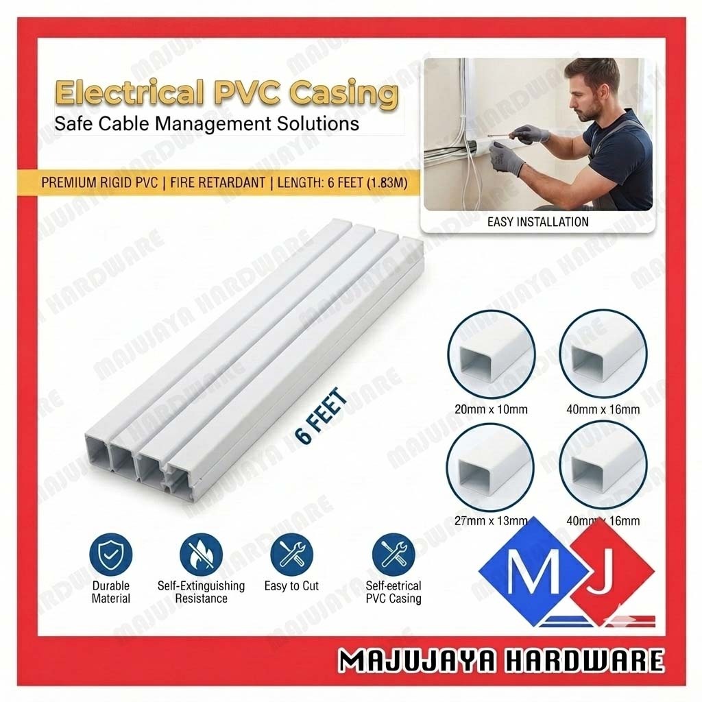 6FT PVC Wiring Casing Electrical Casing Trunking Wire Casing Elektik ...