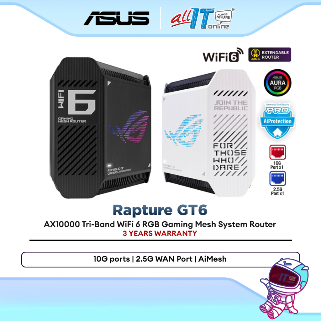 ASUS ROG Rapture GT6 Tri-Band WiFi 6 Gaming Mesh System - High-Coverage ...