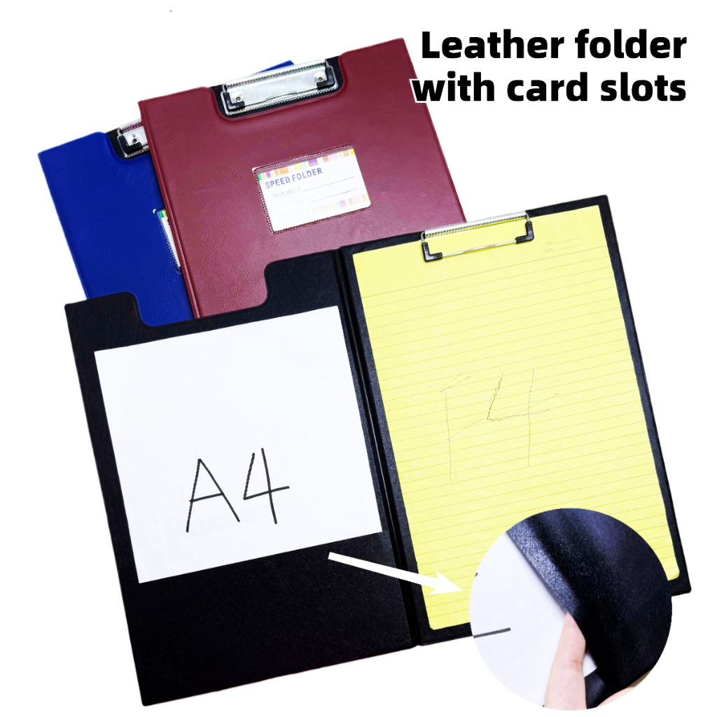 F4/A4 Clipboard Folding Cover PU Leather File Folder Metal Clip ...