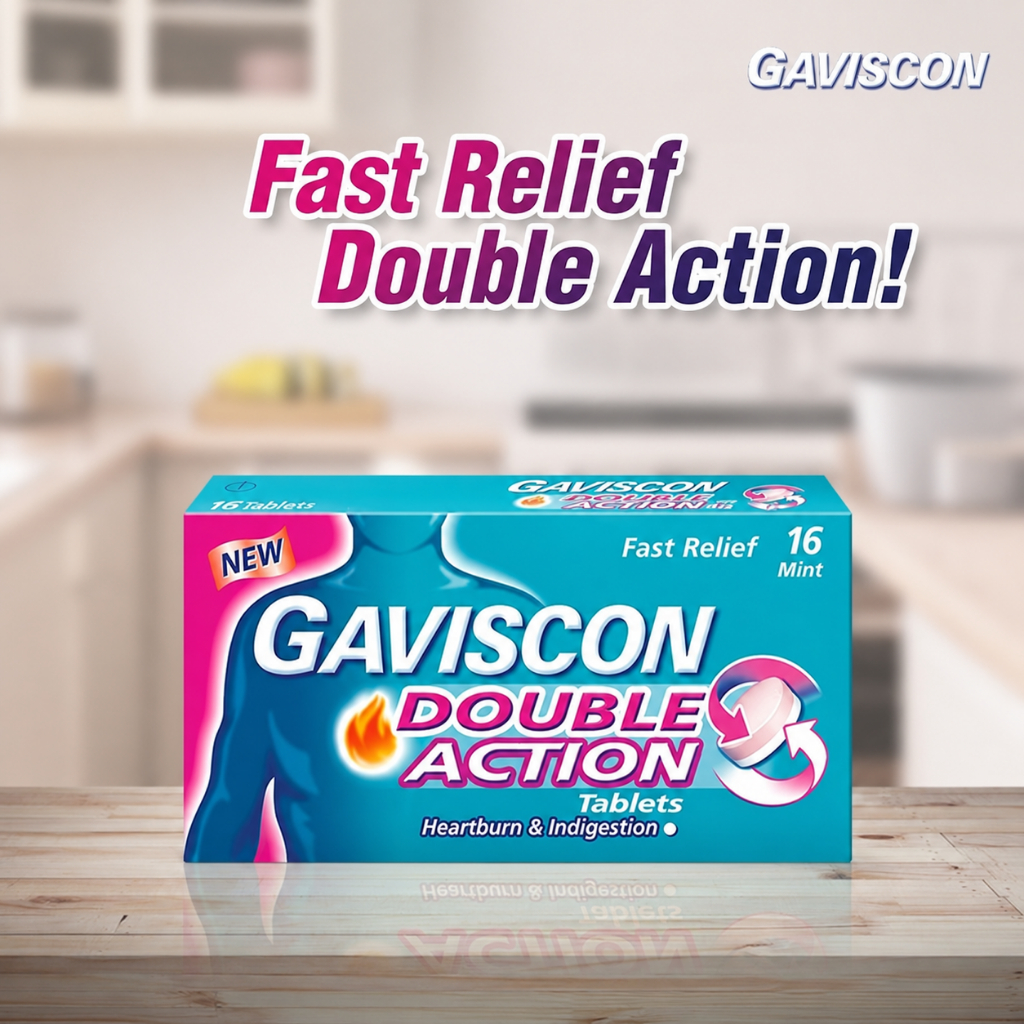 Gaviscon Double Action Tablet (250mg x 16's) - Fast Relief Heartburn ...