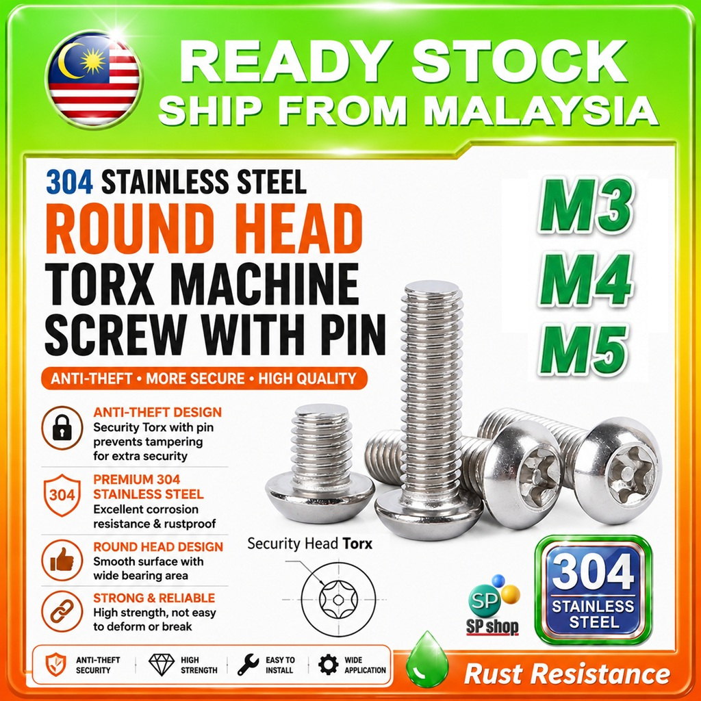 304 Stainless Steel Security Torx Screw M3 M4 M5 | 6 Lobe Torx Pin Head ...