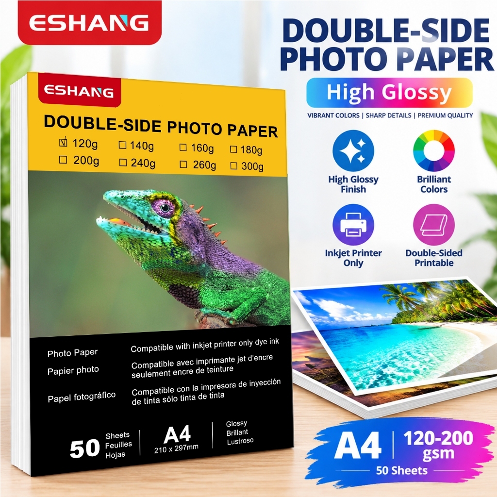 50 Sheets Double-Sided Photo Paper High Glossy Photographic Paper 8 ...