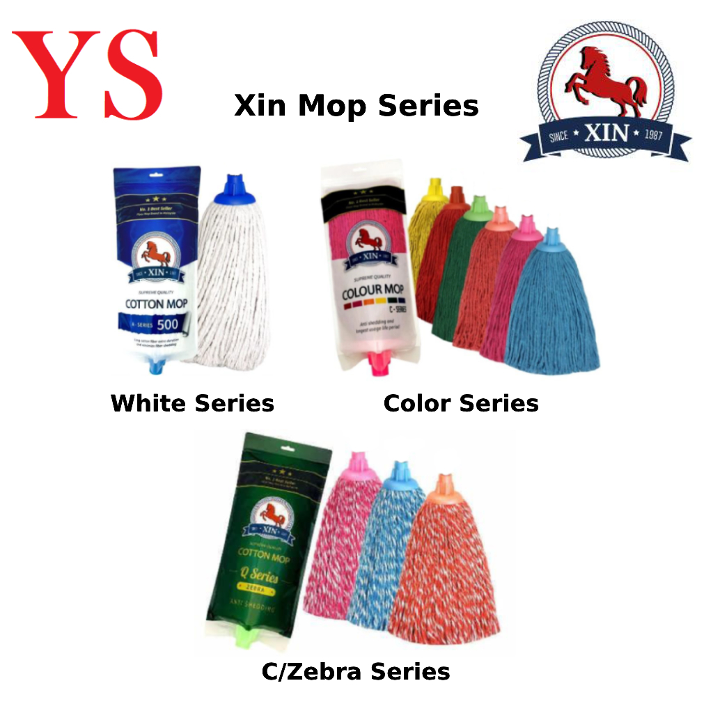 Cotton Mop Xin Horse | White | Color | Zebra | Mop Lantai (Mop Only ...
