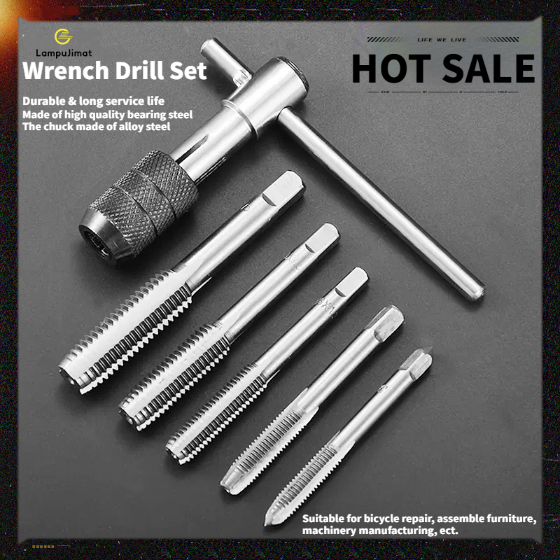 Tap Wrench 6/10pcs Long Adjustable Silver T-Handle Ratchet Tap Wrench ...