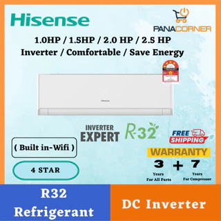 (FREE SHIPPING) Hisense 4⭐️ KAGS2 Series / CBGS Series R32 Standard Inverter Air Conditioner 1.0hp-2.5hp (Build In WIFI)
