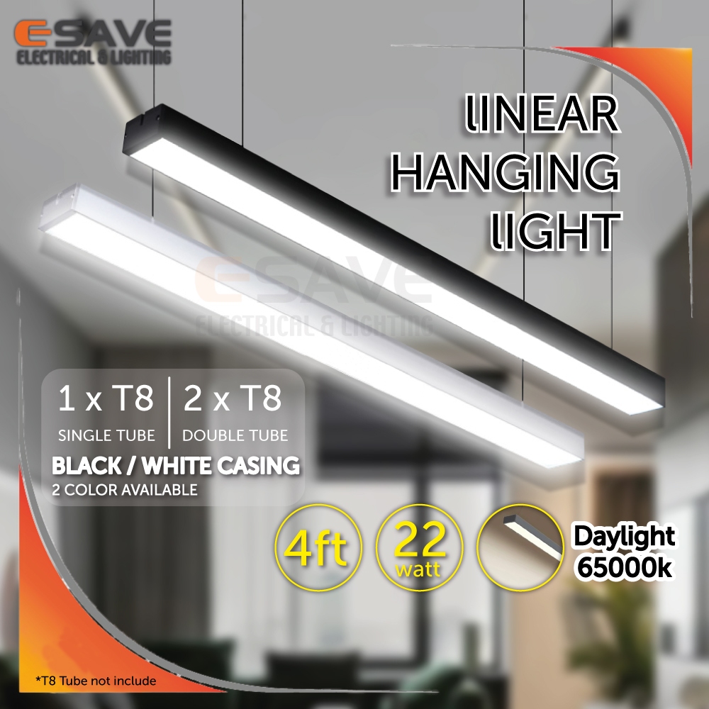 LED T8 Linear Light 4ft Tube Casing Black & White Fitting Lampu Siling ...