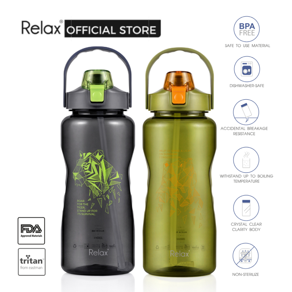 RELAX Tritan Botol Air Dengan Penyedut Water Bottle With Straw - D7420 ...