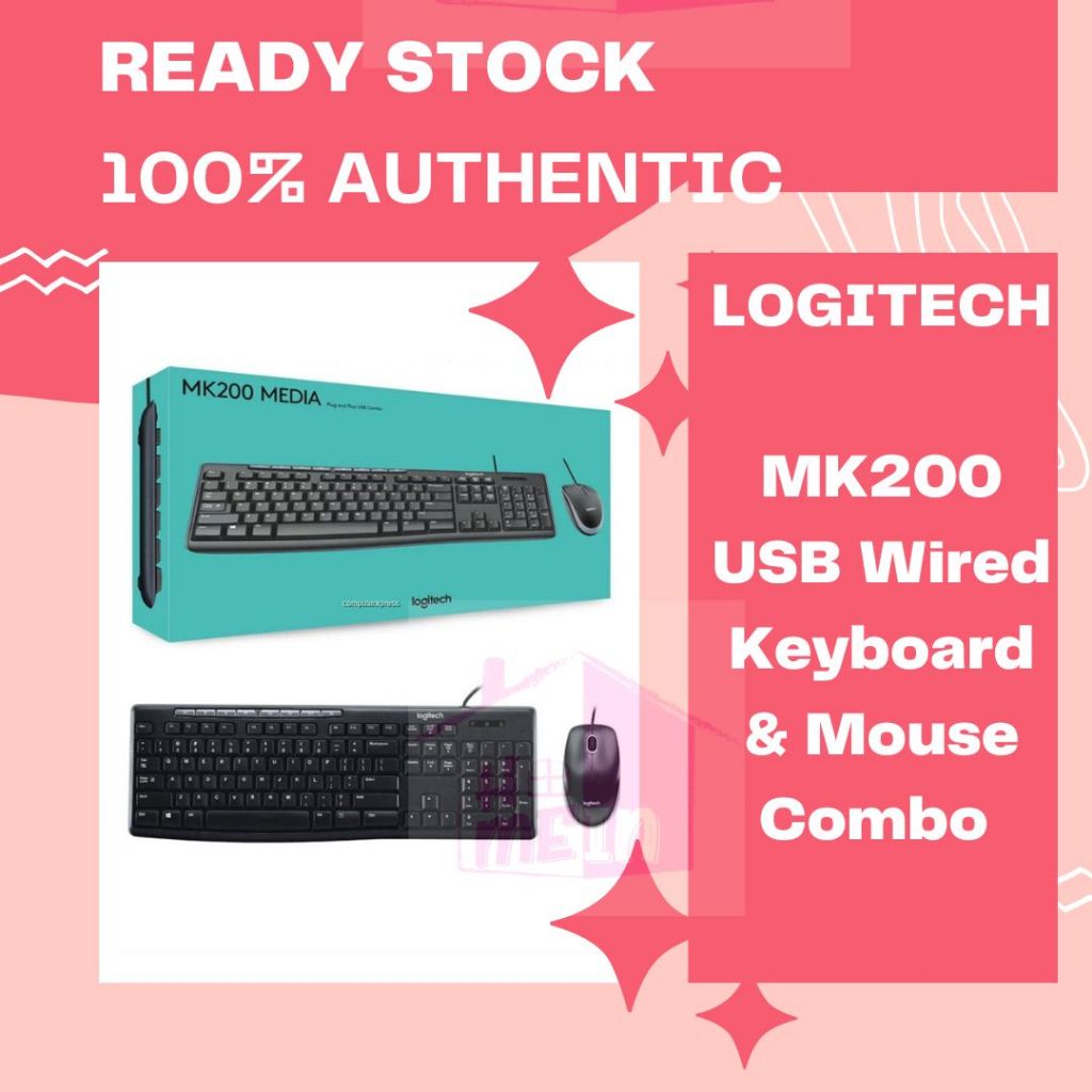 Logitech MK200 Media Plug & Play USB Wired Keyboard + Mouse Combo ...