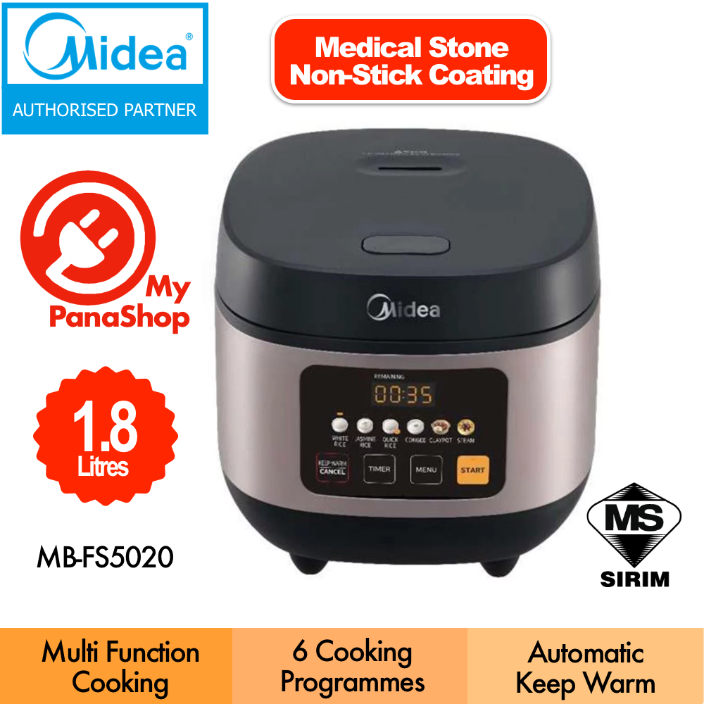 Midea Digital Rice Cooker With 6 Menus Cooking Programmes ( 1.8L ) MB ...