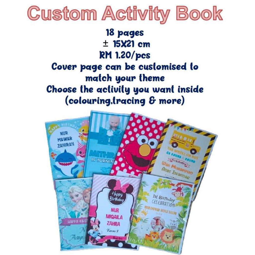 Custom ACTIVITY BOOK, COLOURING BOOK, TRACING BOOK, GOODIES FOR ...
