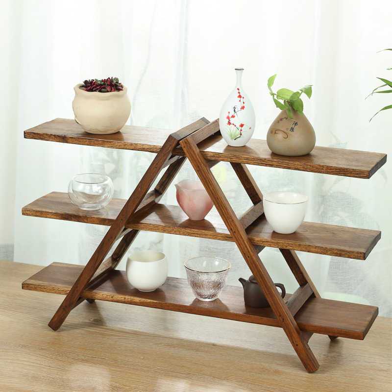 Teak 3-Tier Bookshelf Storage Rack Bookcase Ladder Rack Home Office X ...