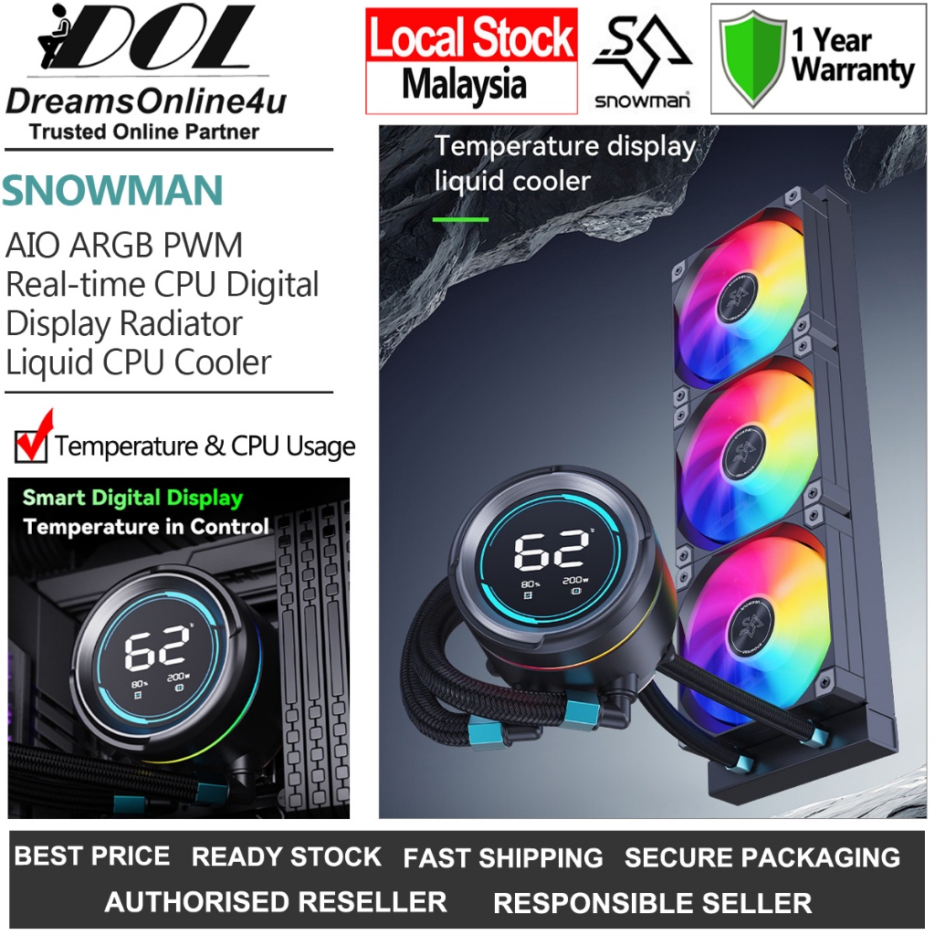 Snowman KL360 High Performance Digital CPU Temperature Usage Display 3 ...