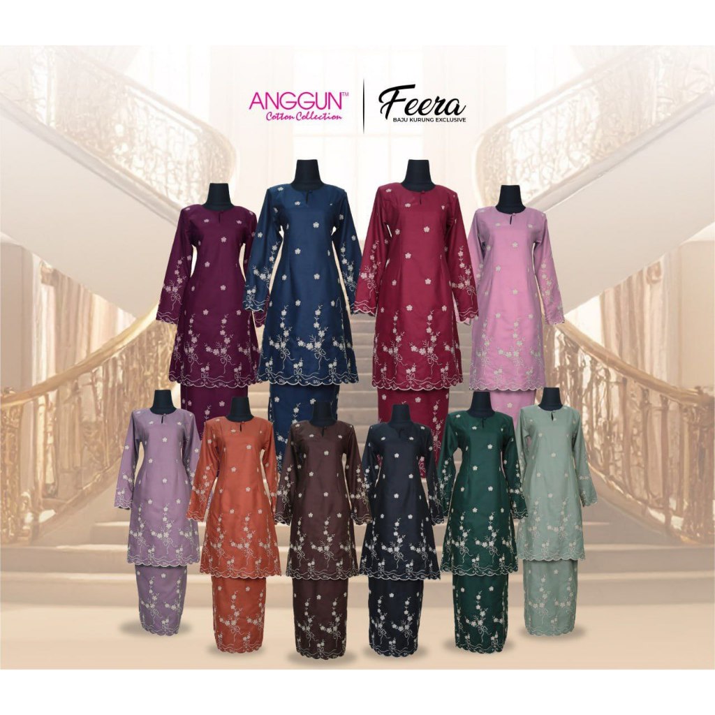 ANGGUN COTTON - KURUNG FEERA ⚡ kurung riau muslimah bersulam / kurung ...