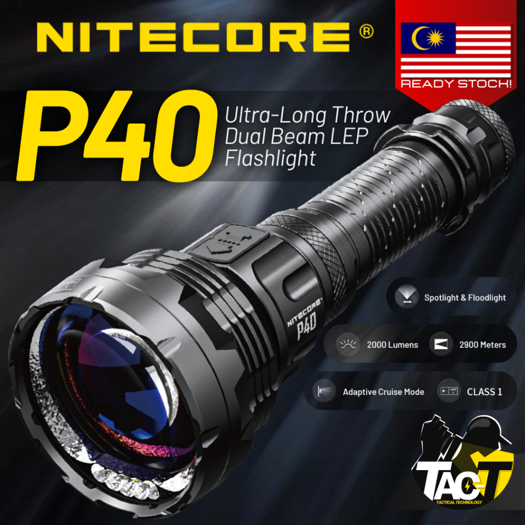Lampe Torche LEP Nitecore P40 Rechargeable - Portée 3171 Yards, 2000 Lumens, étanche IP68