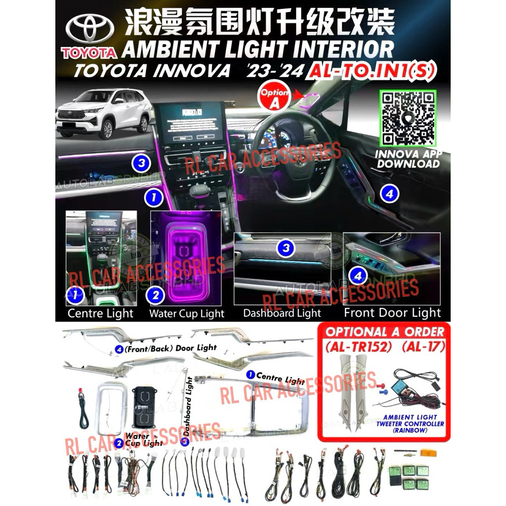 Toyota innova zenix Perodua Alza 2023- front side RGB pillar tweeter ...