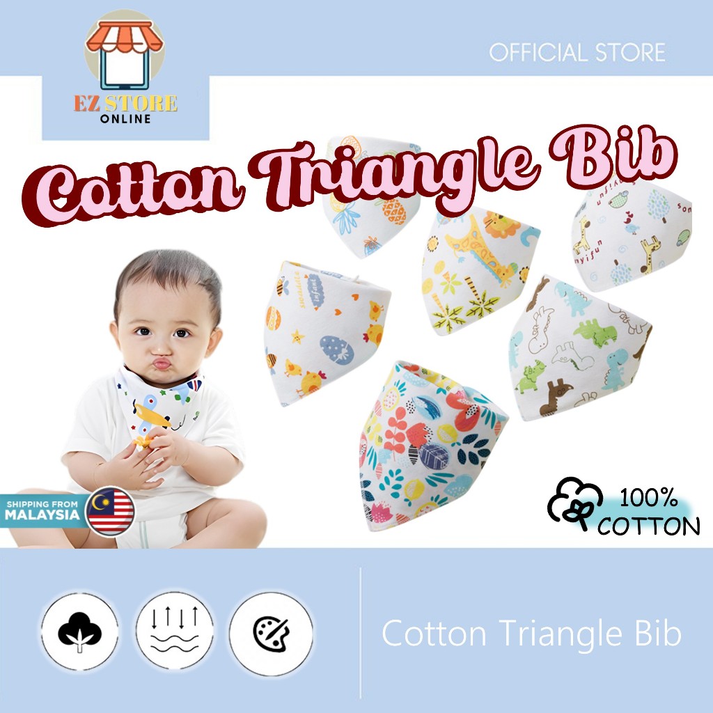 EZSTOREONLINE Baby Bibs Toddler 100% Cotton Triangle Bib With Button ...