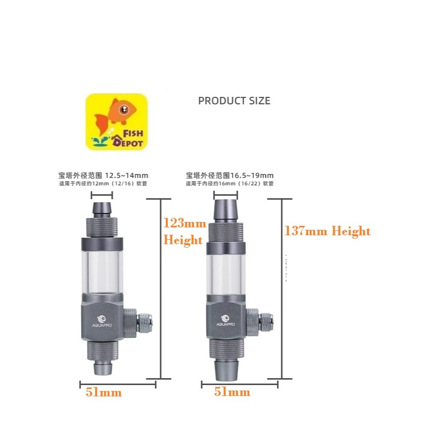 AquaPro CO2 Inline Diffuser 12mm / 16mm | Aquarium Plant Tank CO2 ...