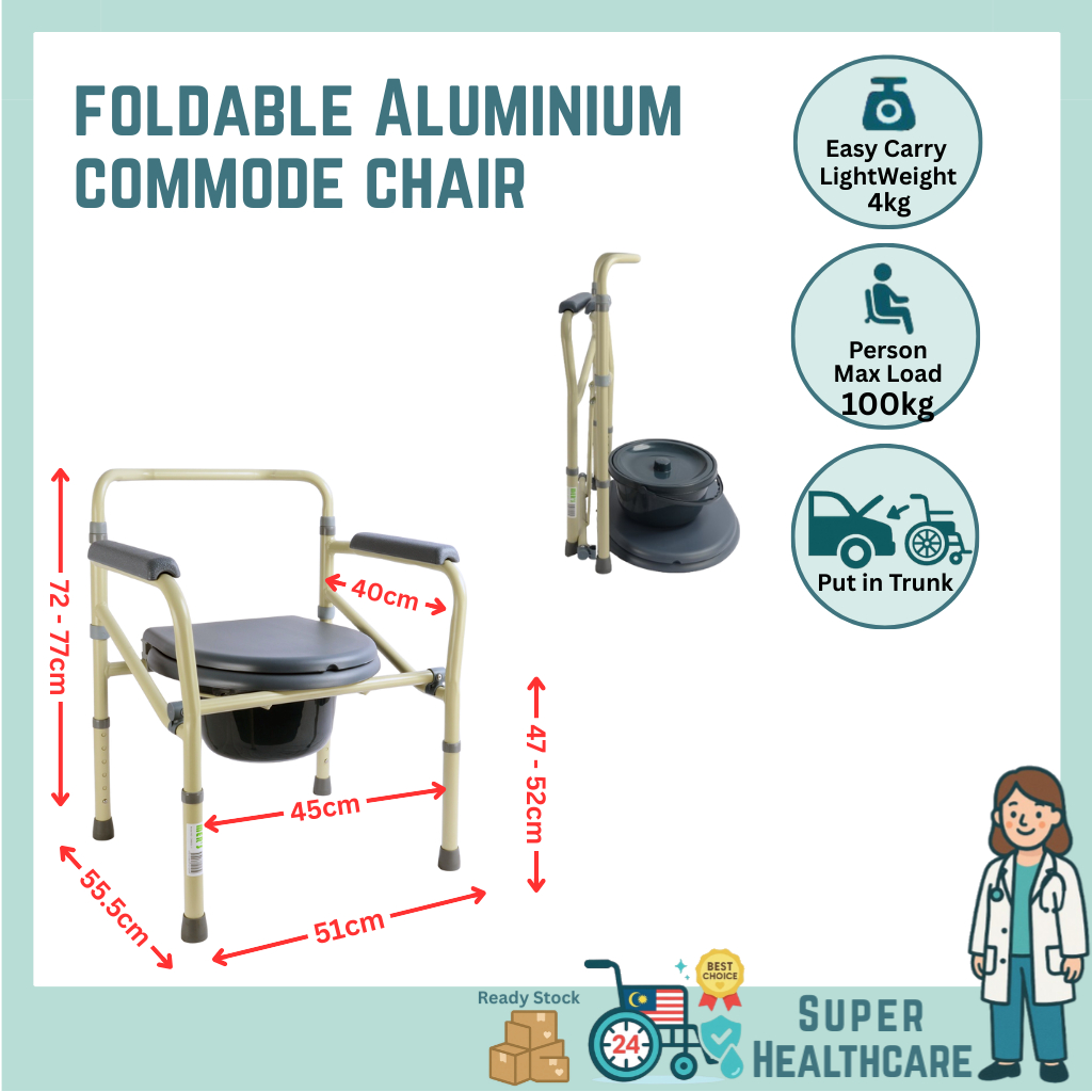 [NEW DESIGN] Foldable Aluminium Commode Chair with Bucket -CM892L-1 ...