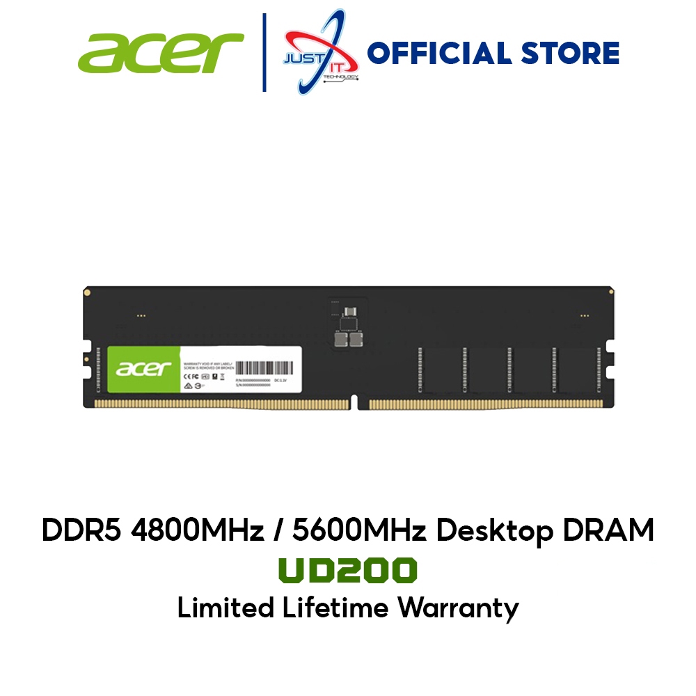 ACER UD200 DDR5 LONGDIMM / PC RAM ( 8GB / 16GB / 32GB ) ( 4800MHZ CL40 ...