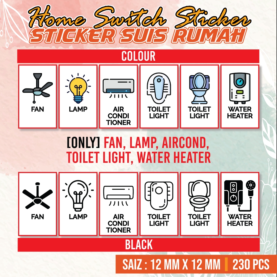 Sticker Switch Label (230pcs) Basic Wall Switch Panel | Shopee Malaysia