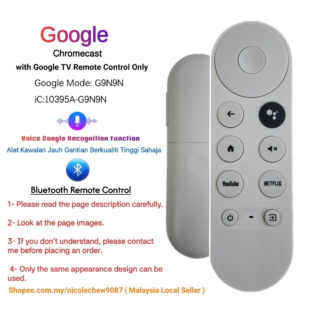 Google Chromecast G9N9N Bluetooth Voice Google Remote Control Only ...
