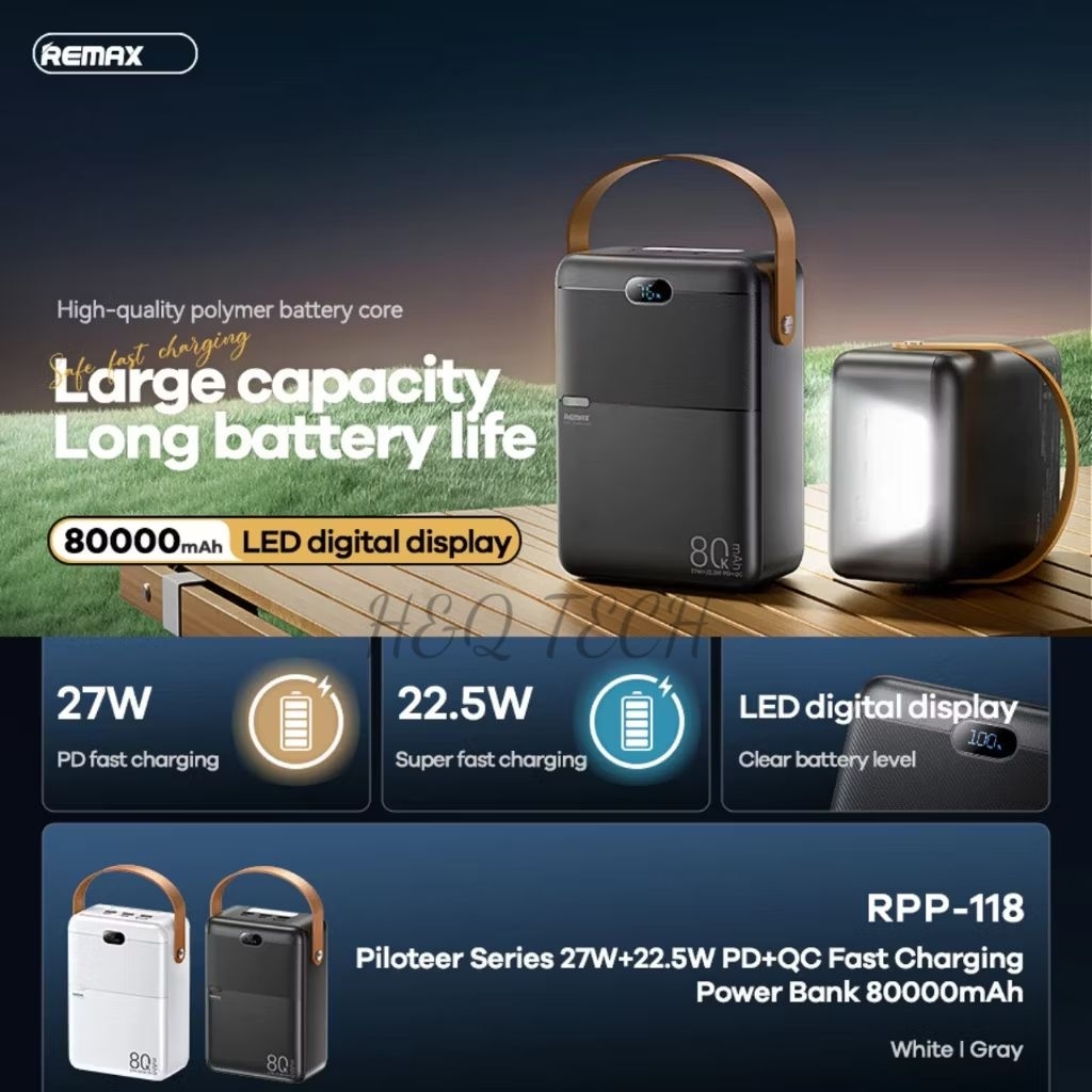 REMAX ORIGINAL RPP-118 80000mAh LARGE CAPACITY PORTABLE POWER BANK PD ...