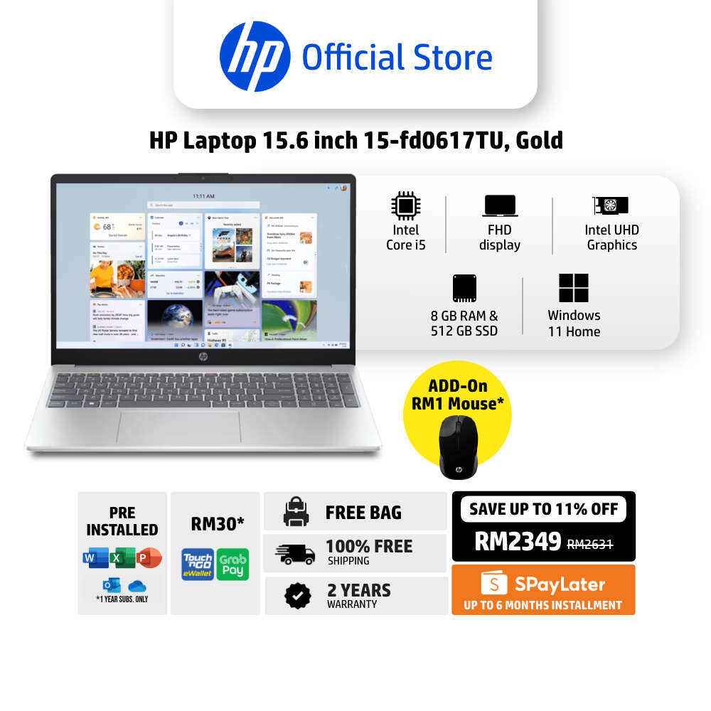 HP Everyday Laptop 15.6" 15-fd0617TU, 15-fd0618TU, 15-fd0619TU, 15