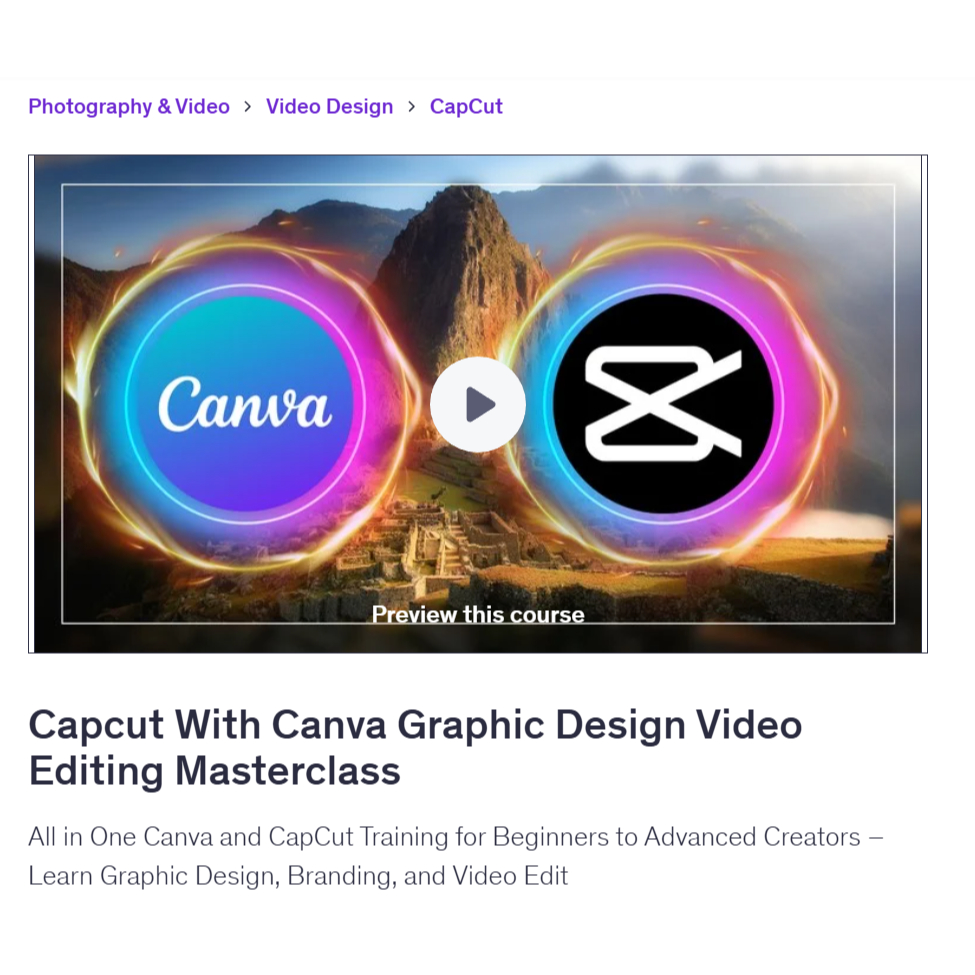 Canva Video Course-Capcut With Canva Graphic Design Video Editing ...