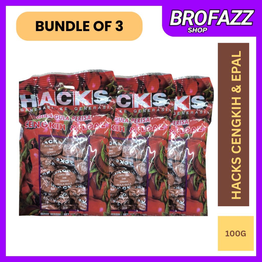 (Bundle of 3) HACKS Gula-Gula Berperisa Flavoured Sweets Cengkih & Epal ...