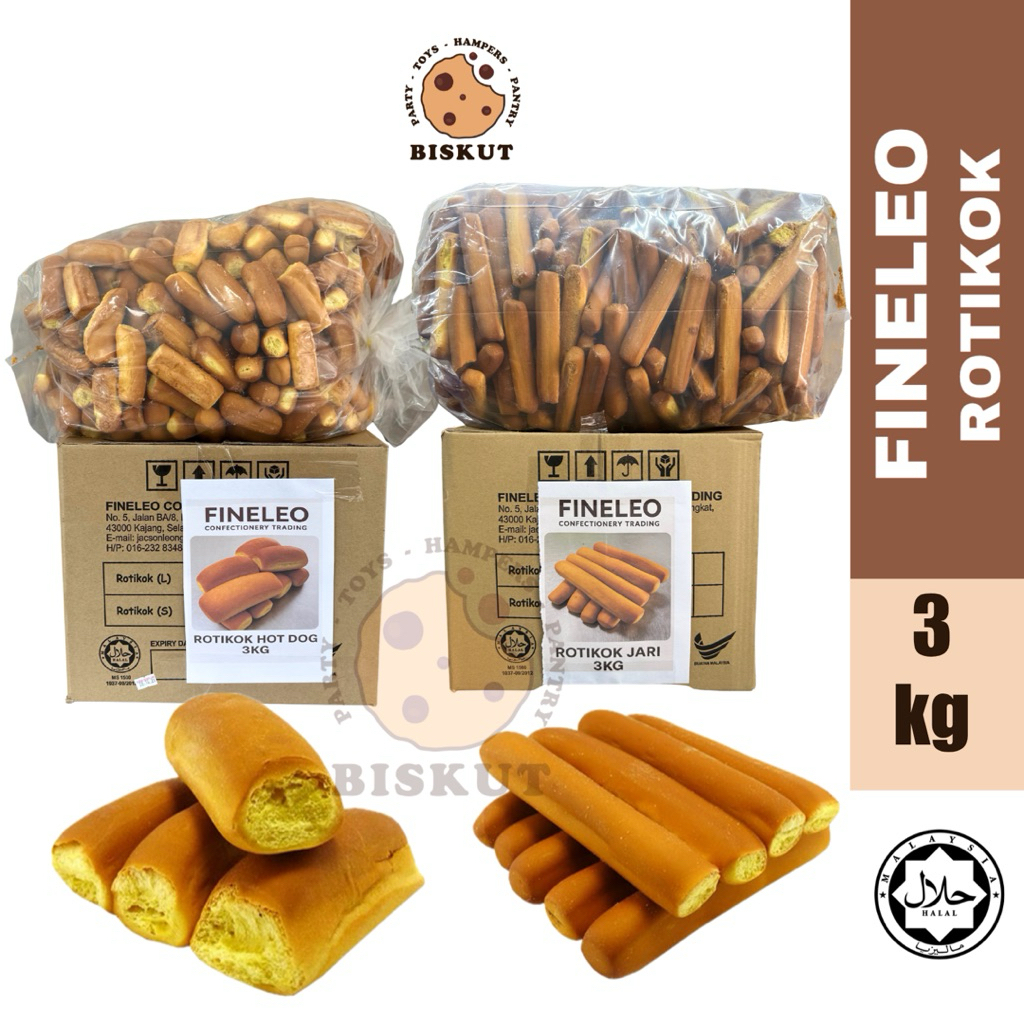 FINELEO Rotikok / Roti Kok Jari / Roti Kok Hot Dog 3KG – Biskut Rangup ...