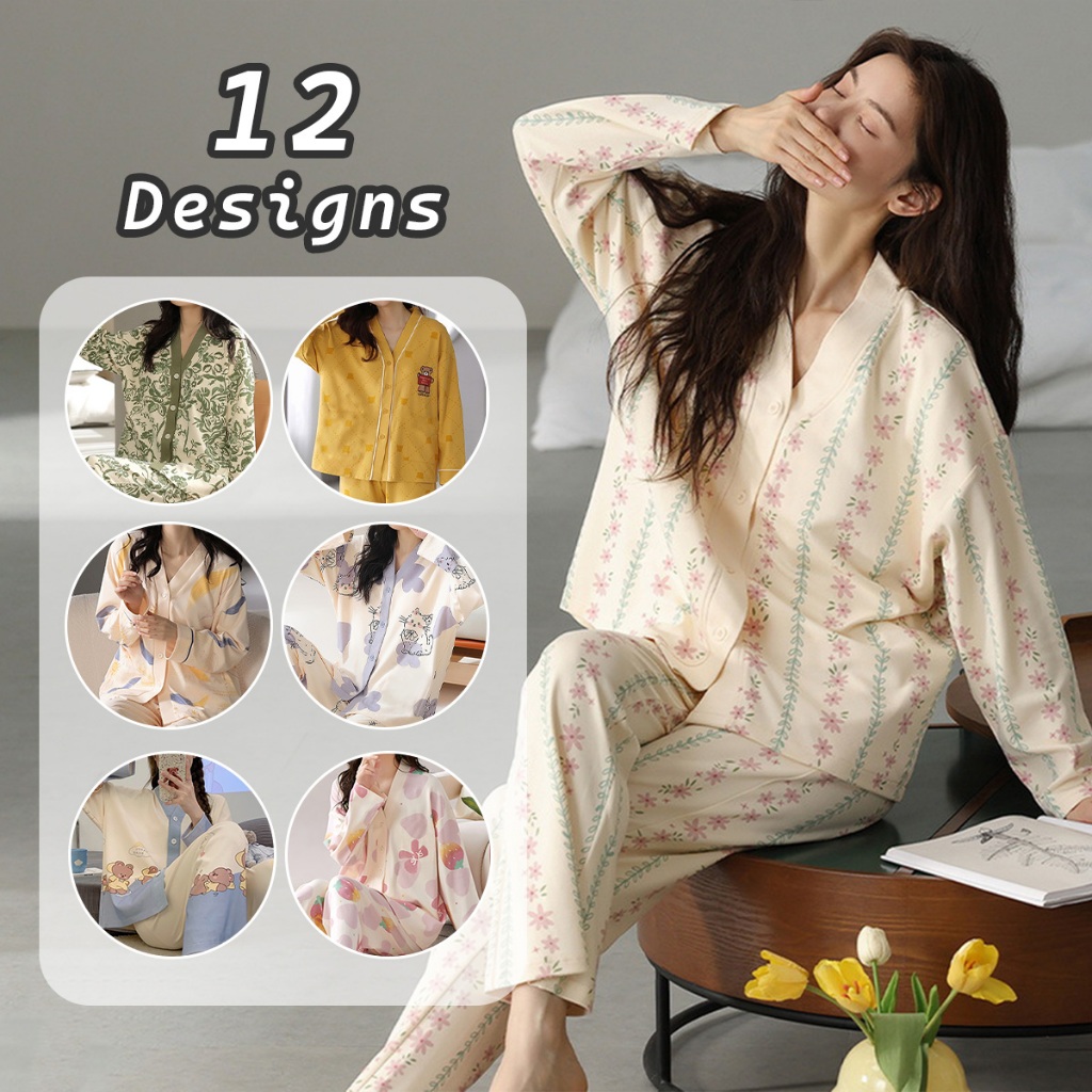 Simple Set Pyjamas Women Long Sleeve Floral Print Pajama Woman ...