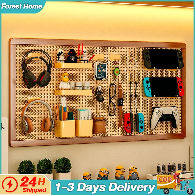 Pegboard Wall Organizer Punching-free Wall Storage Rack with Sticky ...