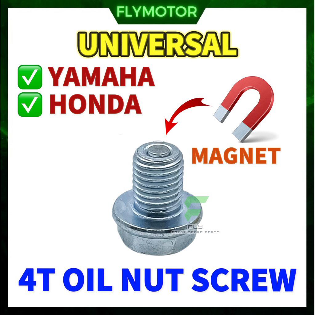YAMAHA HONDA UNIVERSAL 4T OIL DRAIN NUT BOLT SKRU MINYAK HITAM MAGNET ...