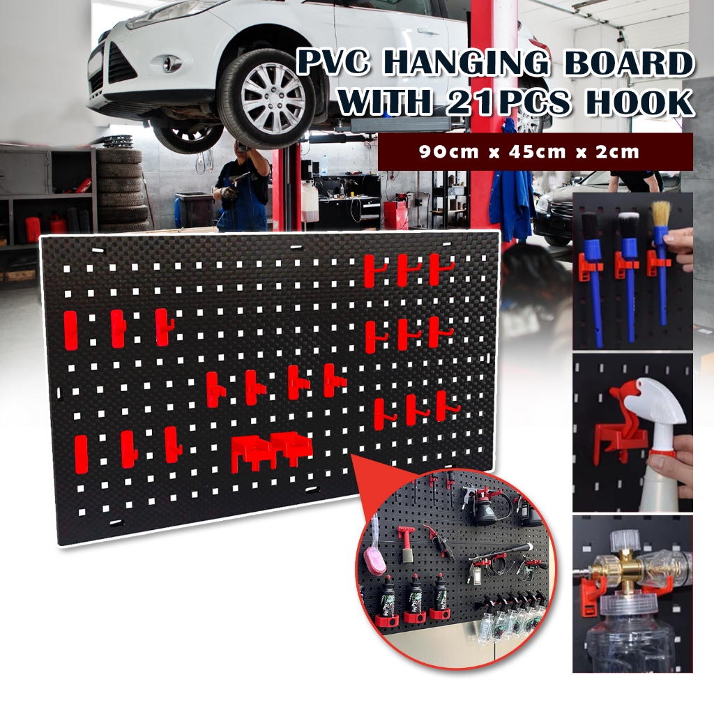 Car Detailing Hanging Board 90x45cm Pegboard Wall Rack Papan Gantung ...