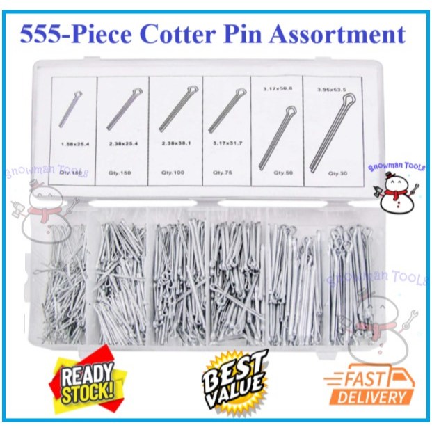 555PCS Cotter Pin Assortment With Case Container steel locking Pin ...