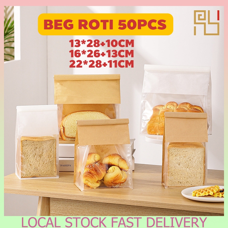 50pcs Bread Storage Bag Toast Bags Food Grade / Plastic Packing Roti ...