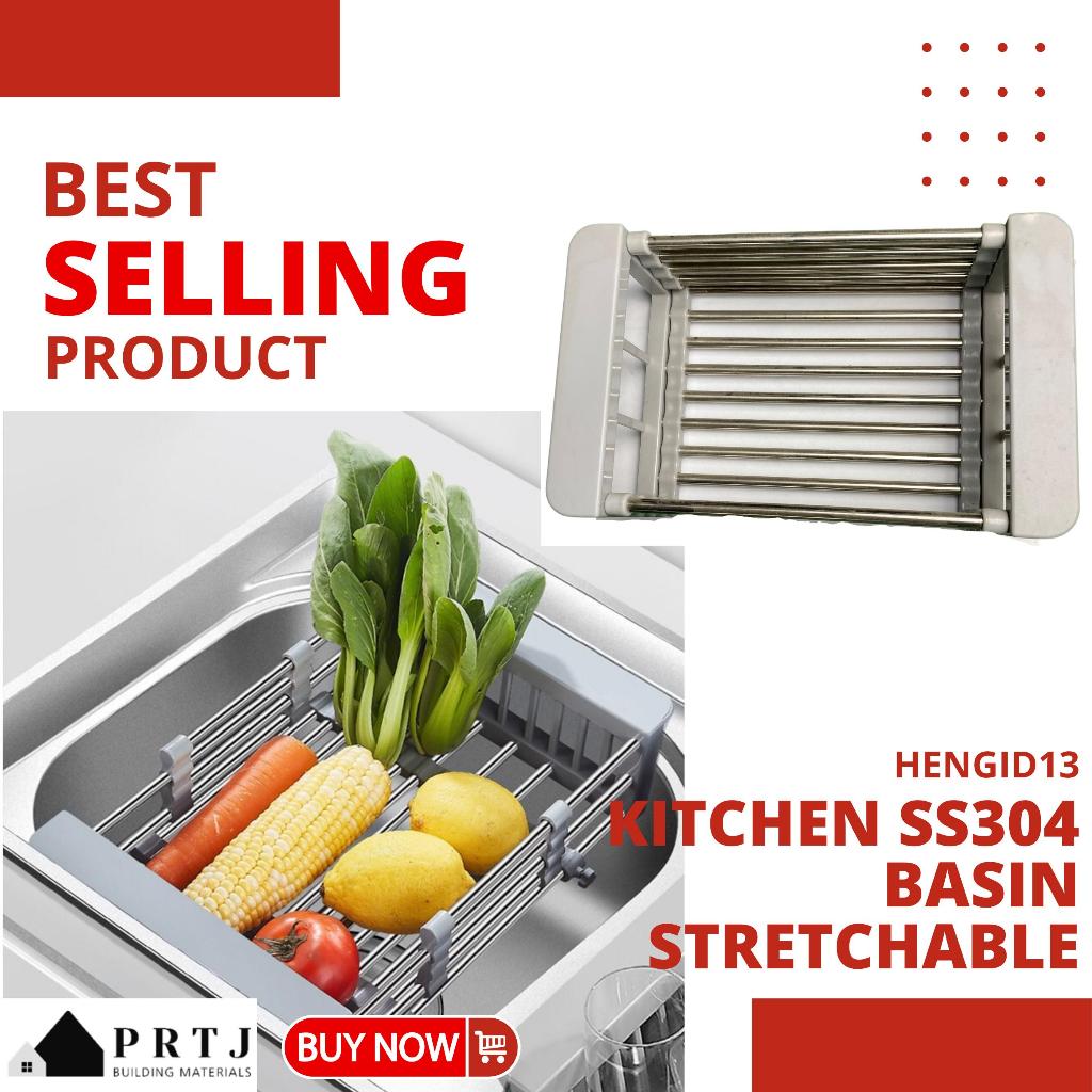SS304 Stainless Steel Stretchable Kitchen Basin Rack / Over Sink Drying ...
