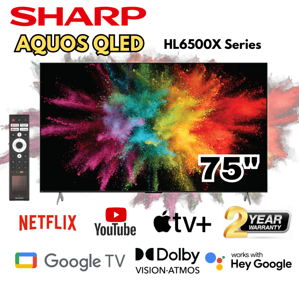 SHARP 75 INCH AQUOS 4K UHD GOOGLE TV 4TC75HJ6000X ||QLED 4TC75HL6500X ...