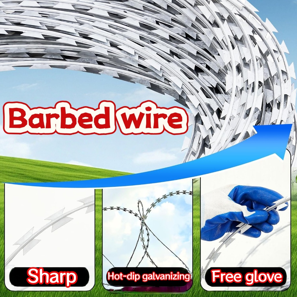 Sharp Razor Wire Fence Electro Galvanized For Anti-climb Security ...