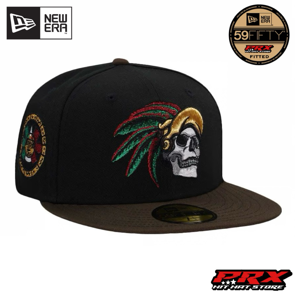 NEW ERA 59FIFTY FITTED MEXICO AZTEC SKULL WARRIOR METALLIC BLACK TWO ...