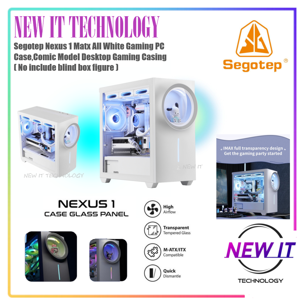 Segotep Nexus 1 Matx All White Gaming PC Case,Comic Model Desktop ...