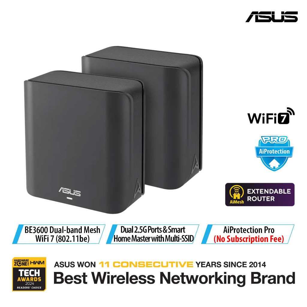 ASUS ZenWiFi BD4 Dual-band WiFi 7 Mesh, 3600 Mbps, Smart Home Master ...